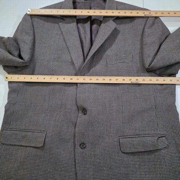 Lauren Ralph Lauren Blazer Mens US 52R Houndstooth Tweed Wool Lined 2B 2 Vented - Picture 4 of 16